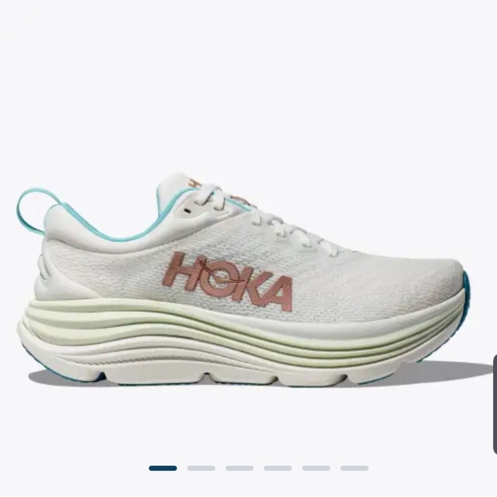 Hoka Gaviota 5 White and Cream Athletic Shoes